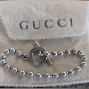 Authentic Gucci Silver Boule Toggle Bracelet